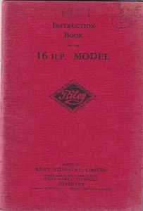 RILEY INSTRUCTION BOOK, 16 H.P. MODEL, DATED 4/40. - Picture 1 of 12