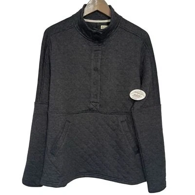 Magellan Campfire 1/2 Snap Long Sleeve Pullover Womens Large Gray Quilted  - Image 1 of 4