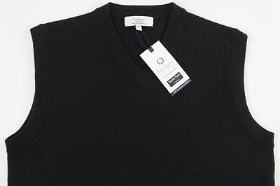 Colete Suéter Masculino TURNBURY Preto Lã Merino Grande G NOVO COM ETIQUETAS BIELLA - Imagem 1 de 3