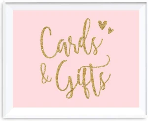 Blush Pink Gold Glitter Print Wedding Collection, Party Signs, Cards and Gifts T - Picture 1 of 12