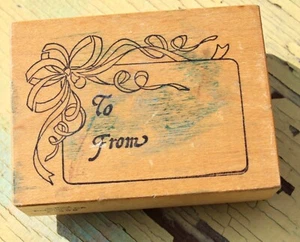 VTG PSX Rubber Stamp Label, To From / Ribbons, F-395 - Picture 1 of 5