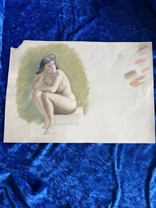 Gemälde Skizze Studie  Pastell Akt Frau - Bild 1 von 11