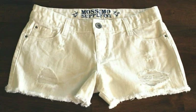 Vintage Mossimo Size 9 Short Shorts Denim White Destroyed Cotton - Image 1 of 2
