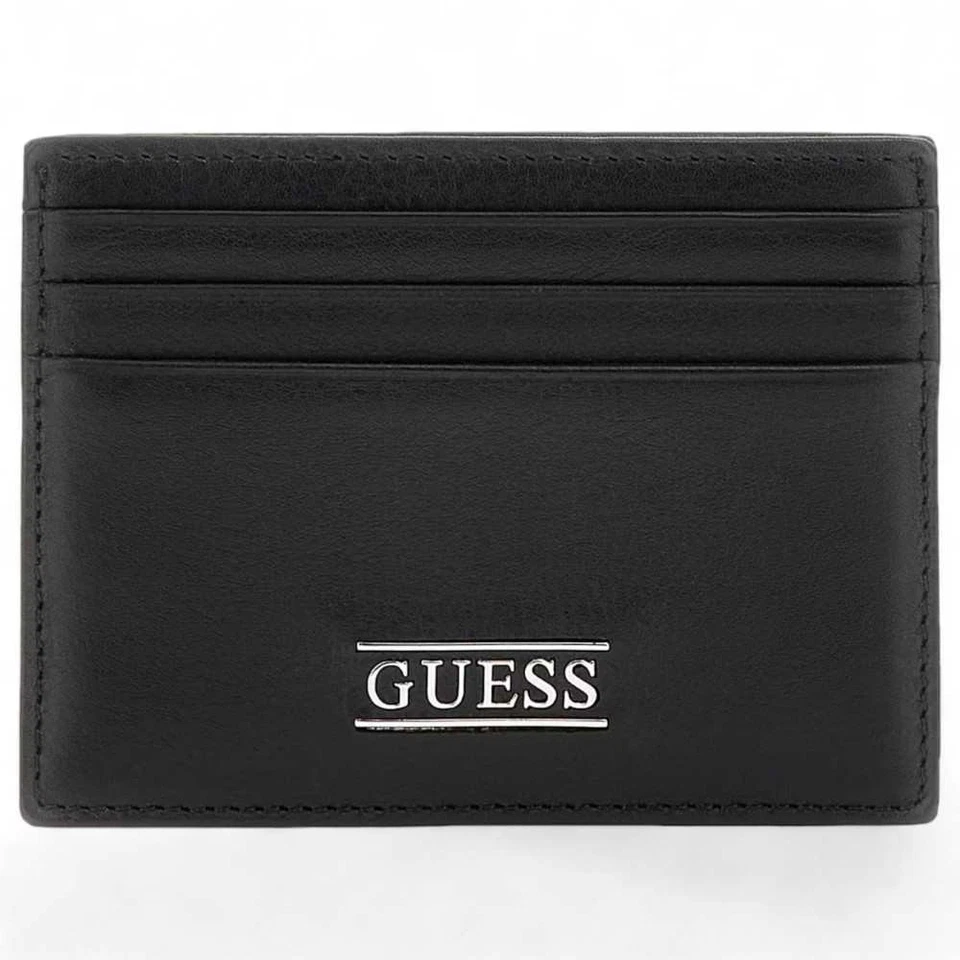 Moda Porta carte di credito GUESS NEW BOSTON Uomo Pelle Nero - SMNEBRLEA25BLA - Immagine 1 di 4