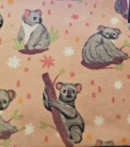 Fabric Fleece Pink Background Koala Bears on Tree Branches - 2 yards - 72" x 60" - Picture 1 of 5