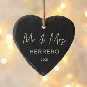 Personalizado Mr & Mrs Pizarra Colgante Decoración Adorno Boda Aniversario Regalo - Imagen 1 de 28