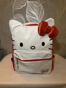 Sanrio Hello Kitty School Backpack 16" White GIRLS Large Canvas Bag - Picture 1 of 6