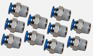 10Pcs Pneumatic 1/4" Tube x 1/4" NPT Male Connector Push To Connect Fitting Part - Picture 1 of 2