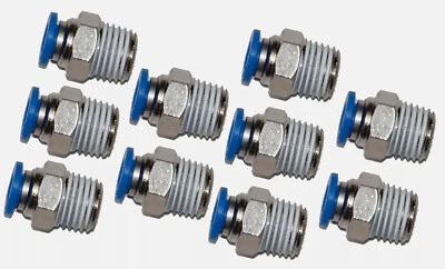 10Pcs Pneumatic 1/4" Tube x 1/4" NPT Male Connector Push To Connect Fitting Part - Image 1 of 2