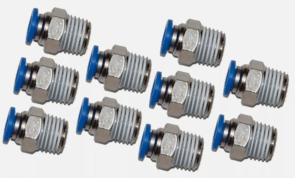 10Pcs Pneumatic 1/4" Tube x 1/4" NPT Male Connector Push To Connect Fitting Part - Image 1 of 2