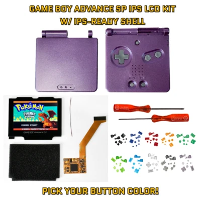 Game Boy Advance SP GBA SP IPS 101 LCD KIT W/ PRE CUT SHELL - Purple - Image 1 of 4