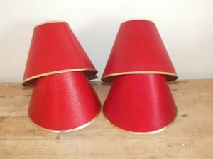 Konvolut 4 Lampenschirme 50er Jahre rot und gold für Stehlampe oder Kronleuchter - Bild 1 von 6