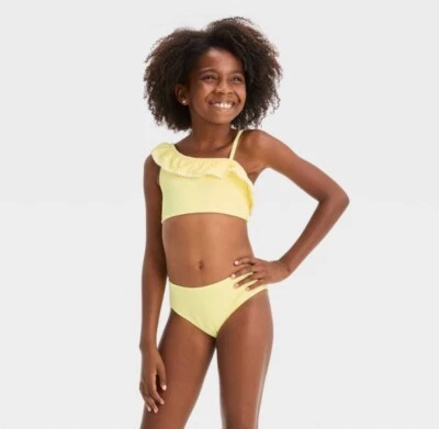 Girls’ Sassy In Seersucker Bikini Set - Cat & Jack - Yellow M (8) - Image 1 of 3