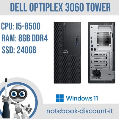 DELL Optiplex 3060 TOWER  PC DESKTOP Cpu i5-8500 Ram 8gb DDR4 SSD 240Gb GRADO A- - Immagine 1 di 4