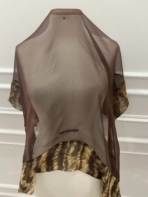 S52# Dolce gabbana Brown Square Silk scarf 34 inch Made In Italy - Image 1 of 4