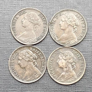 Victoria BH Farthings (4) 1865 1874H 1875H 1883 Lote Monedas Victorianas D14 - Imagen 1 de 10
