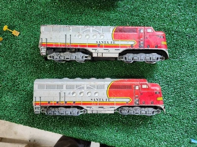 VTG Marx 21 Santa Fe Vintage 1950’s Double Diesel Locomotive & Dummy - Read - Image 1 of 4