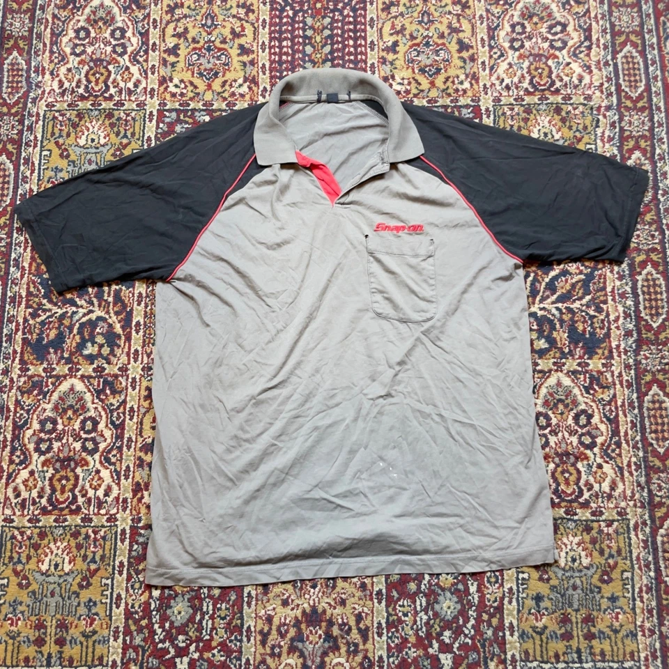 Camisa de trabajo Snap On Tools para hombre XL gris negro rojo manga corta cuello bolsillo Foto 1 de 4