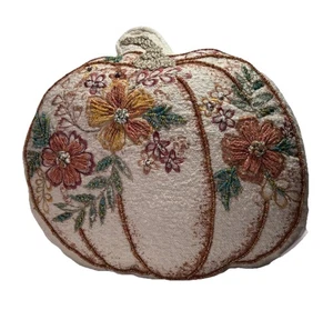 Lillian August French Farmhouse Beaded Embroidered Pumpkin Decorative Pillow - Picture 1 of 13