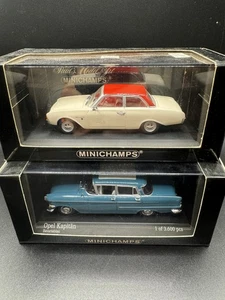 Opel Kapitan e ford Taunus 60'  Minichamps scala 1/43, prima serie rare in box  - Foto 1 di 11