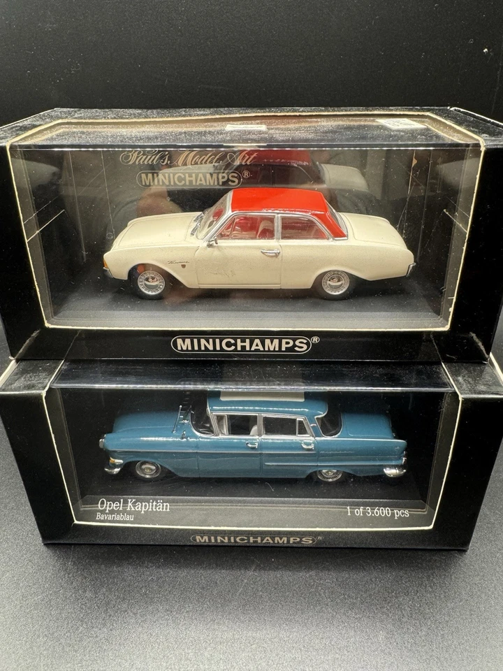 Opel Kapitan e ford Taunus 60'  Minichamps scala 1/43, prima serie rare in box  - Immagine 1 di 4