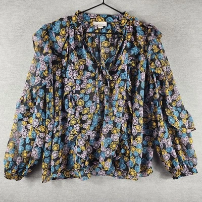 Blusa Topshop Mujer Pequeña Floral Transparente Volantes Manga Larga Top Camisa Foto 1 de 4