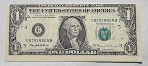 Series 1999 Uncirculated One Dollar $1 Bill Error Miscut Off Center Note - Picture 1 of 2