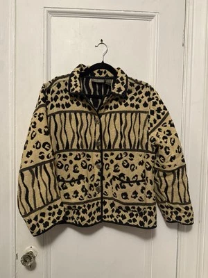 Chaqueta Blazer Jane Ashley Tapiz Botón Frontal Estampado Animal Talla Grande De Colección Foto 1 de 4