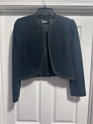 Chaqueta Blazer Corta Para Mujer Dalton Verde Vintage Lana Cabello Camello Foto 1 de 4