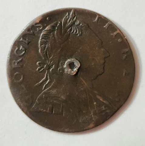 1775 Simian Halfpenny Crude Holed Halfpence Cover