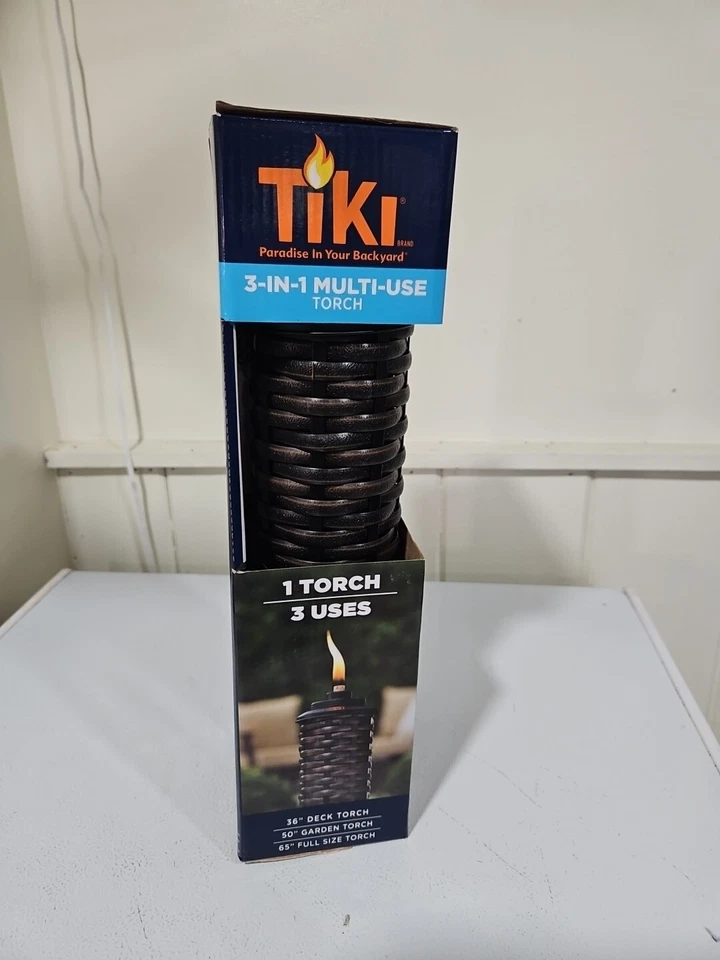 Tiki Torch 3 In 1 Adjustable Multi-use 36" to 65" .