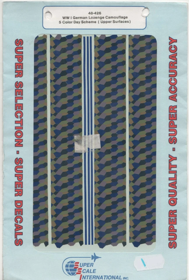 SUPER SCALE INTERNATIONAL 1:48  DECALS WWI GERMAN LOZENGE CAMOUFLAGE ART. 48-426 - Immagine 1 di 1