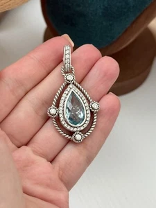 Judith Ripka Mujer Plata Esterlina Azul Encaje Ágata Circonita Colgante Potenciador - Imagen 1 de 2
