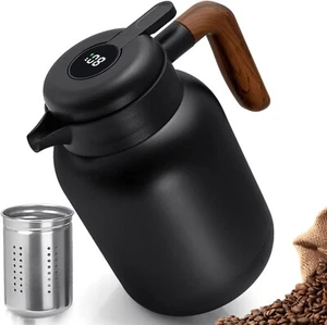 Thermokanne Isolierkanne Kaffeekanne mit Digitalanzeige Edelstahl 1,5L B1108 - Bild 1 von 7