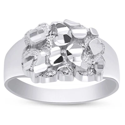 Nugget Men's Engagement Wedding Band Ring 10K Solid Gold - Image 1 of 4