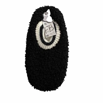 Zapatillas Fuzzy Babba Mujer 7-9.5 Negro Felpa Acanalada Sherpa Vellón Agarre Suela Foto 1 de 4