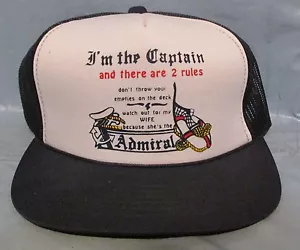 Cappello Berretto Snapback Captin Ship Rules Blu Bianco Umorismo Nuovo - Foto 1 di 2
