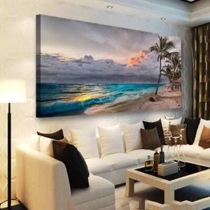 Beach Themed Wall Art Canvas Prints Seascape Poster Bathroom Décor Ocean Coco... - Picture 1 of 9