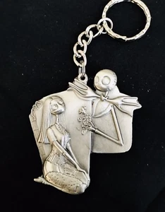 Pewter Disney Nightmare Before Christmas Jack Sally Rose Figurine Keychain A - Picture 1 of 2
