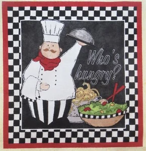 Chef Fabric Who's Hungry and Salad Vegetables 7-1/4" x 7-1/2" Quilt block - Picture 1 of 4