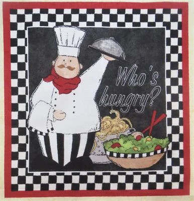 Chef Fabric Who's Hungry and Salad Vegetables 7-1/4" x 7-1/2" Quilt block - Image 1 of 4