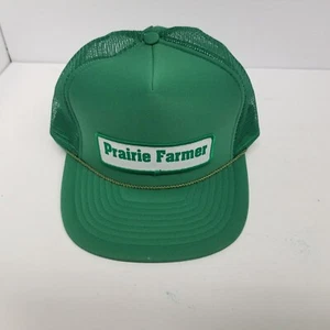 Vintage Prairie Farmer Green Trucker Mesh Snapback Hat, Farming, Agriculture - Picture 1 of 5