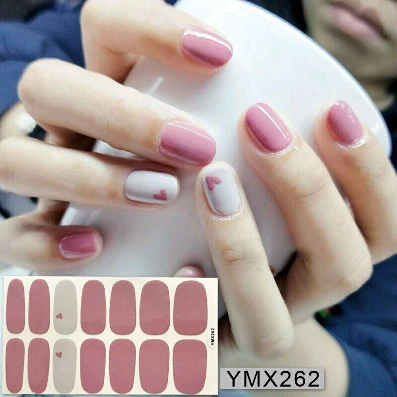 Nail Art Stickers Self Adhesive Nail Polish Full Cover Manicure Hearts (YMX262)