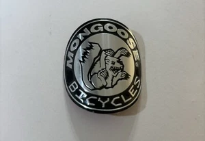 BICYCLE BIKE MONGOOSE FRAME HARD BADGE OLD SCHOOL MAURICE SILVER - Picture 1 of 1