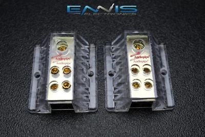 2 PCS 4 TO 8 GAUGE DISTRIBUTION BLOCK AUDIOPIPE GOLD 24K POWER WIRE PB-1448 - Image 1 of 4