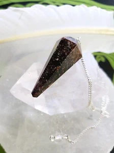 Natural Garnet Pendulum with Bead / Multi-faceted Point Pendulum / 6 Sided - Picture 1 of 8