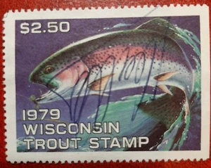 Briefmarke Wisconsin Forellenangeln 1979. Staatliche Steuer. Gebraucht. - Bild 1 von 1
