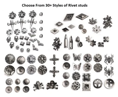 CHOOSE From Over 30 STYLES Pack of 5 Antique Silver Metal Rivet Studs #3000 - Image 1 of 2