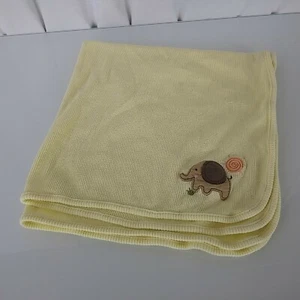 Just Born Yellow Elephant Sun Thermal Baby Blanket Waffle Weave Brown Tan Orange - Picture 1 of 5