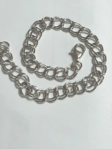 Pulsera 925 Doble Eslabón Ovalado Dije con Cierre de Langosta Plata de Ley 7 pulgadas - Imagen 1 de 6